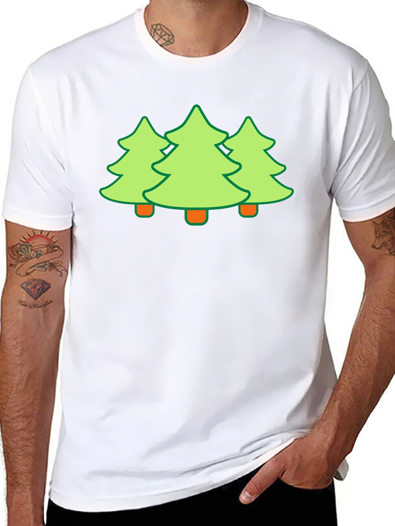 Festive Trees Black T-Shirt - Holiday Fun