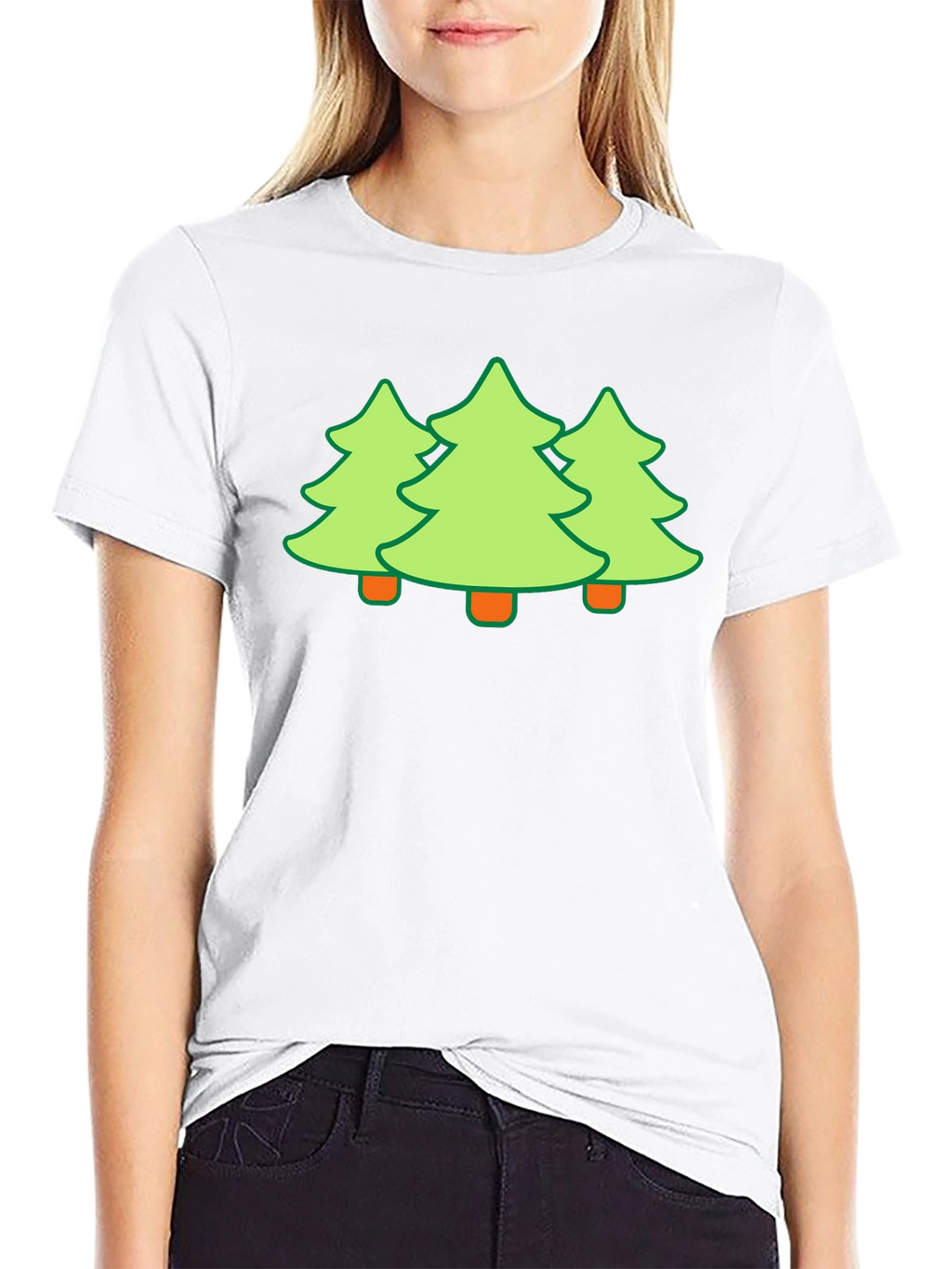 Festive Trees Black T-Shirt - Holiday Fun