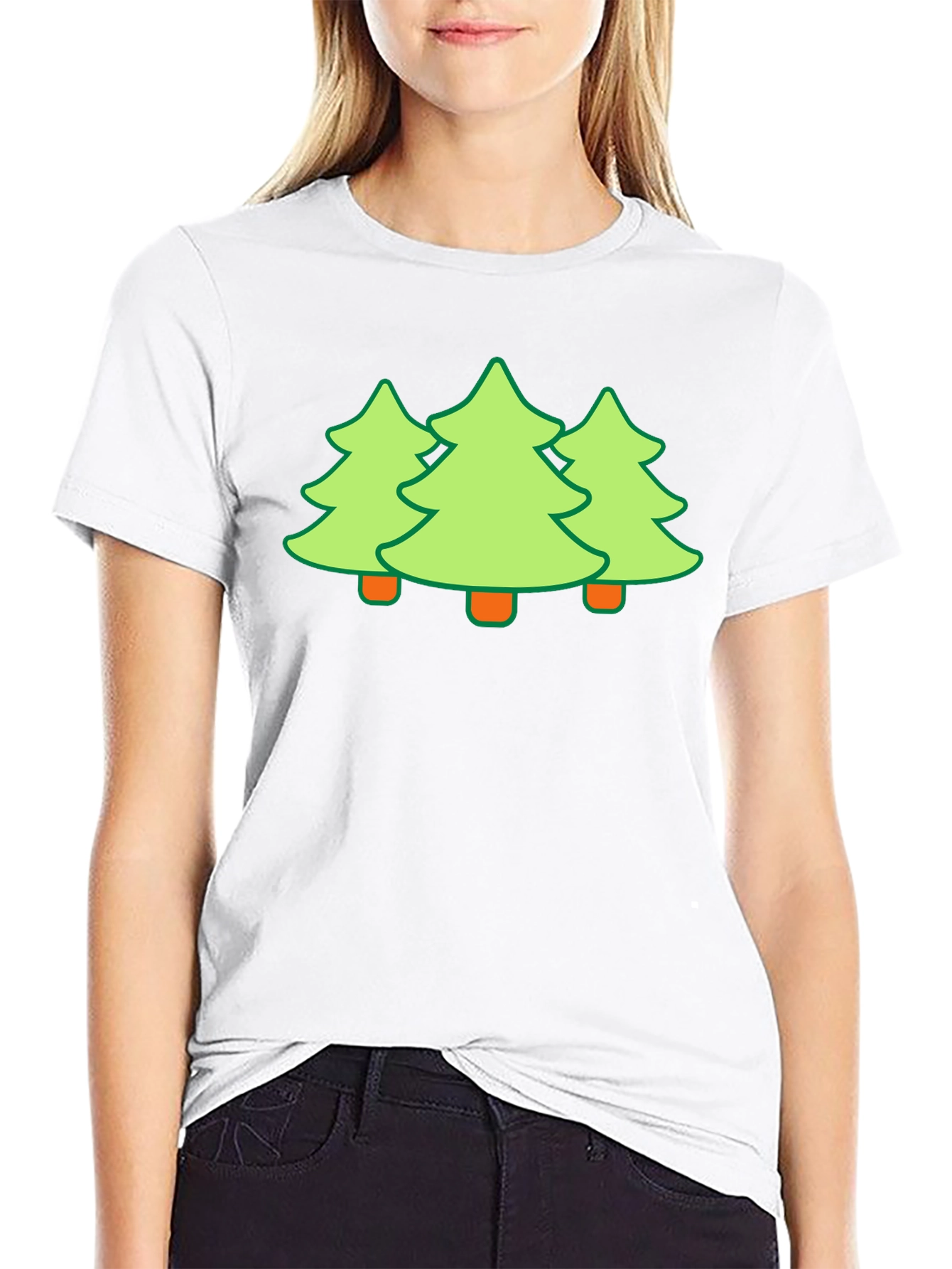 Festive Trees Black T-Shirt - Holiday Fun