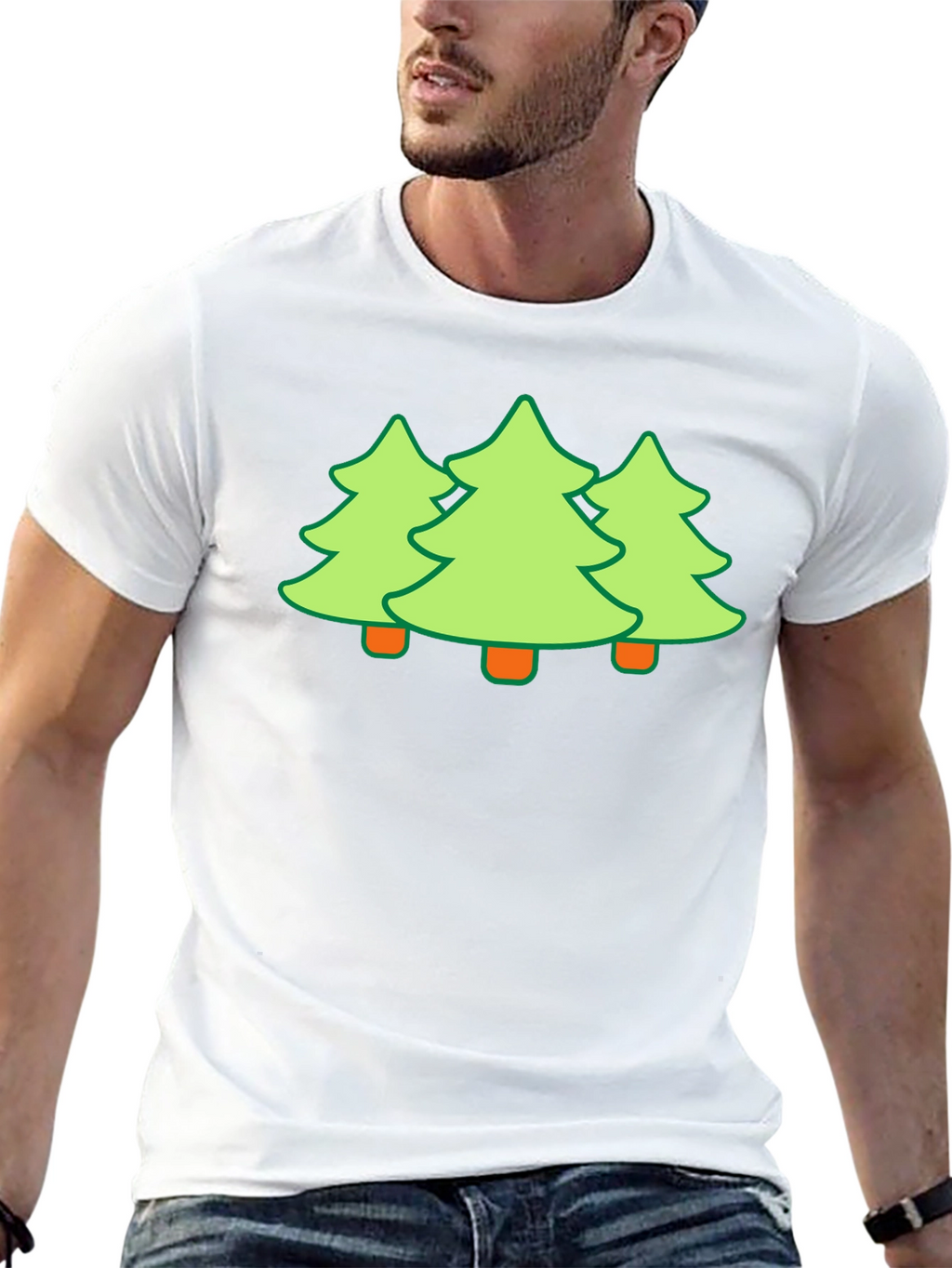 Festive Trees Black T-Shirt - Holiday Fun