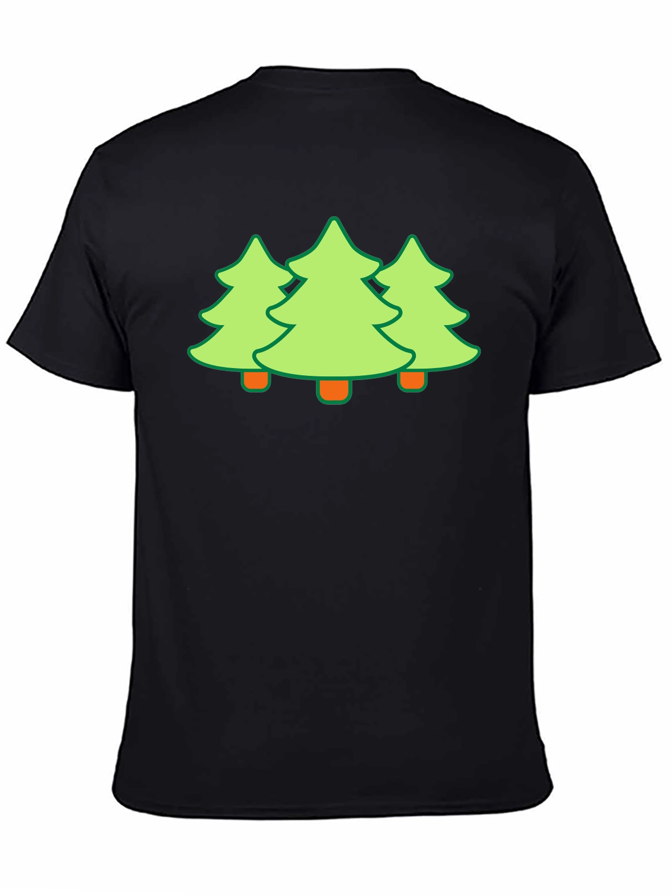 Festive Trees Black T-Shirt - Holiday Fun
