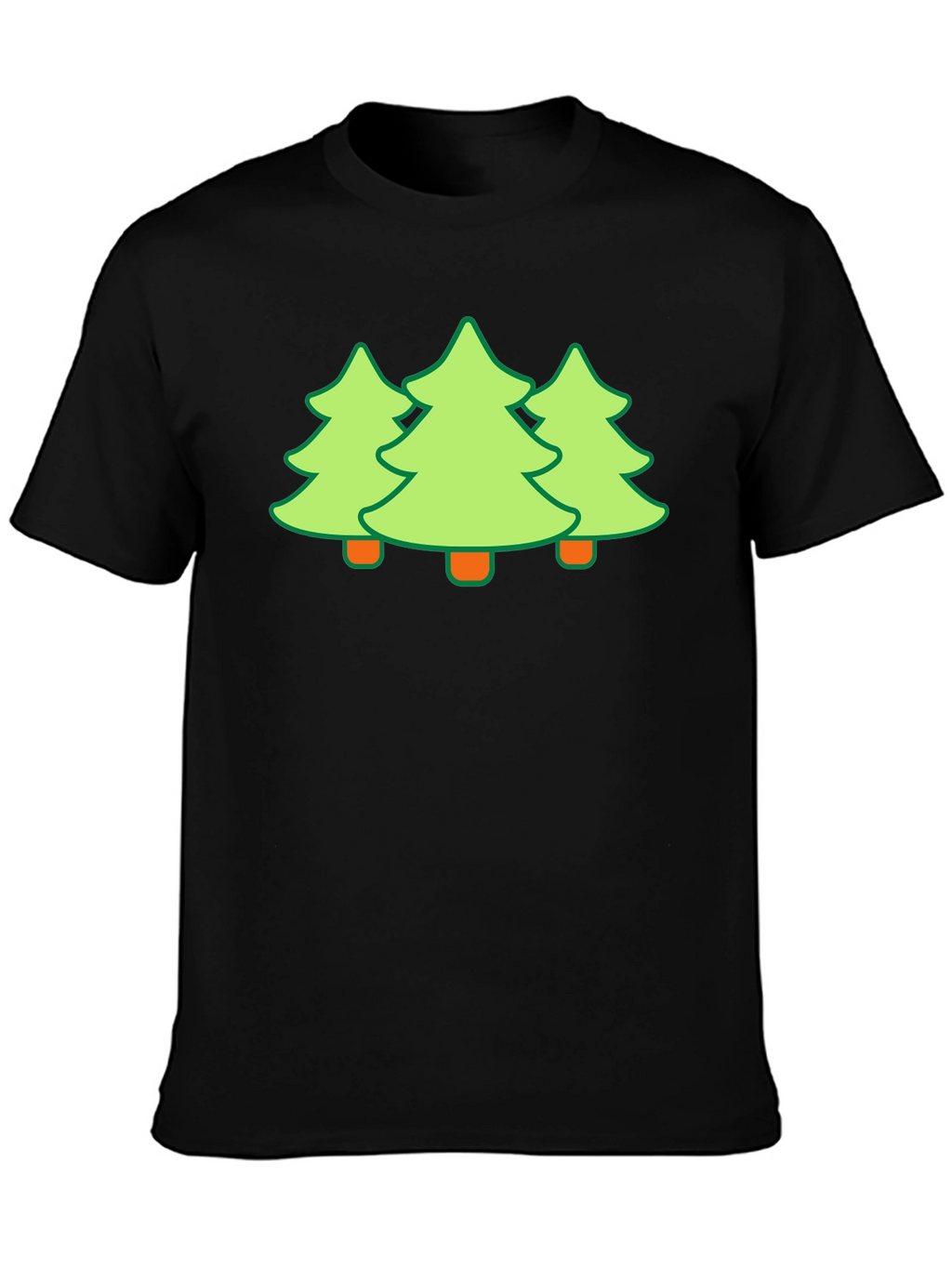 Festive Trees Black T-Shirt - Holiday Fun