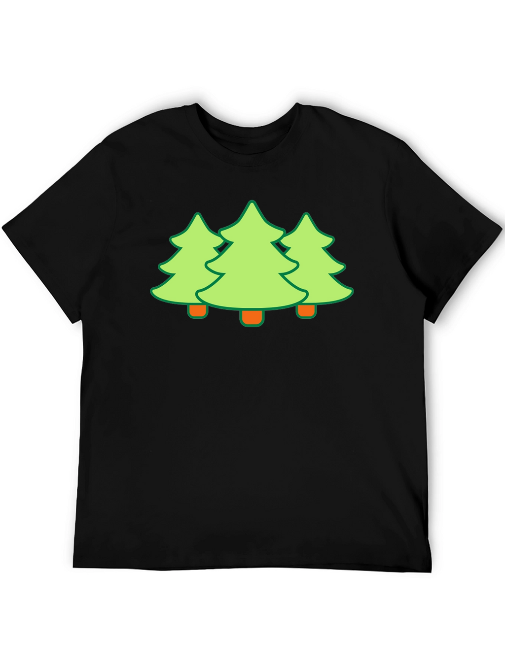 Festive Trees Black T-Shirt - Holiday Fun