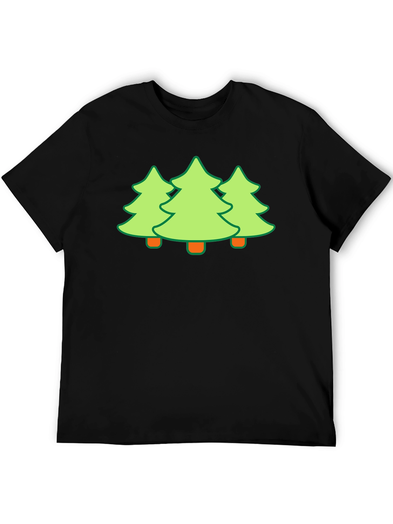 Festive Trees Black T-Shirt - Holiday Fun