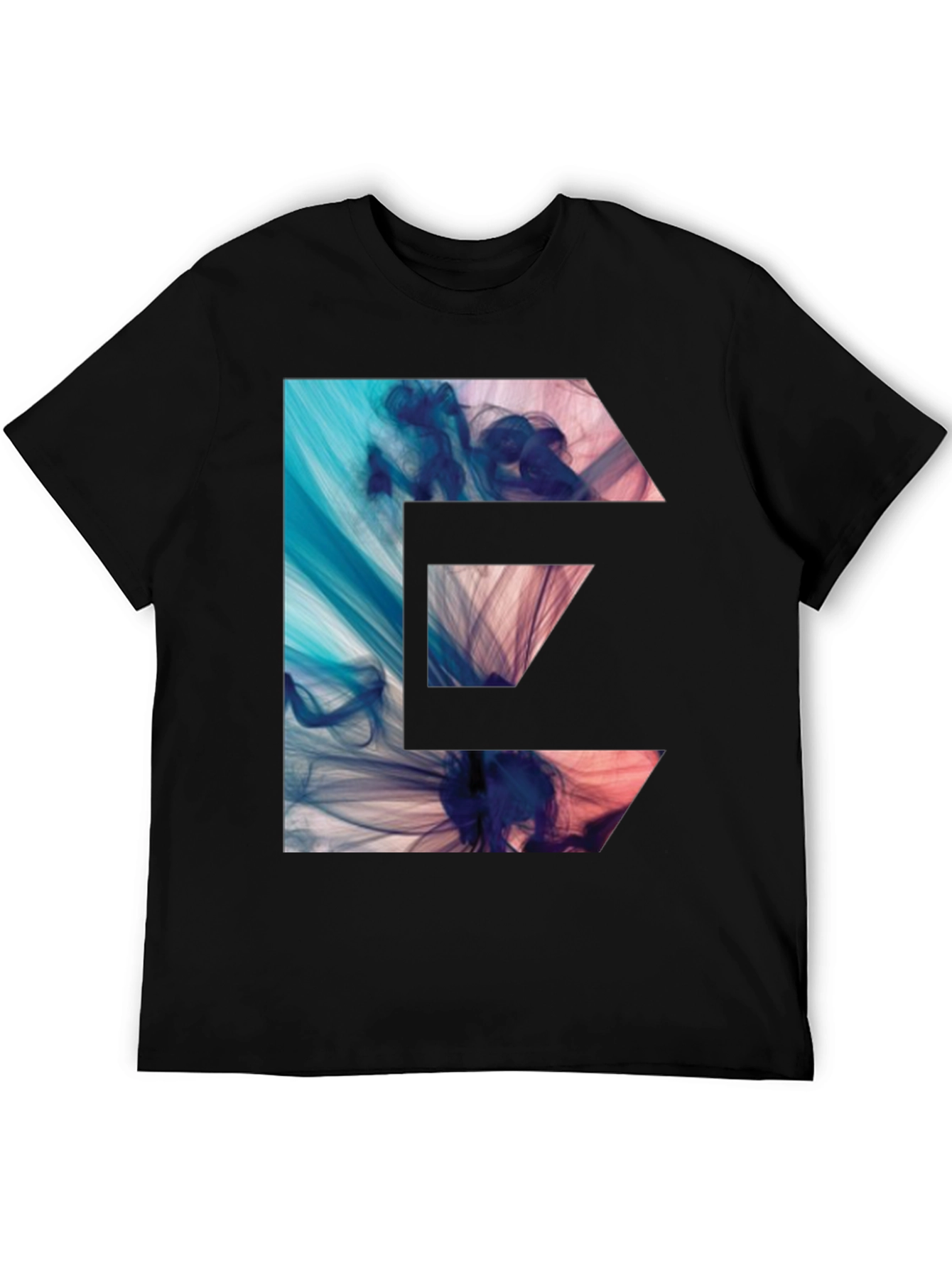 Abstract E-Graphic Black T-Shirt