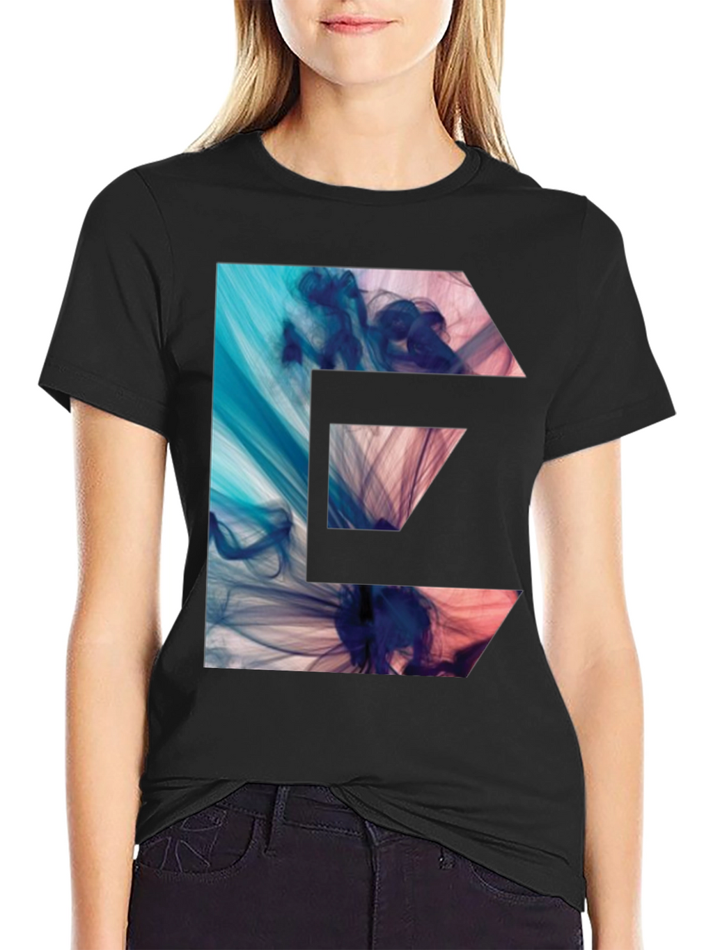 Abstract E-Graphic Black T-Shirt