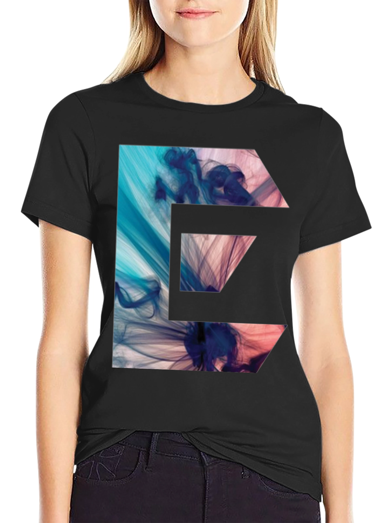 Abstract E-Graphic Black T-Shirt