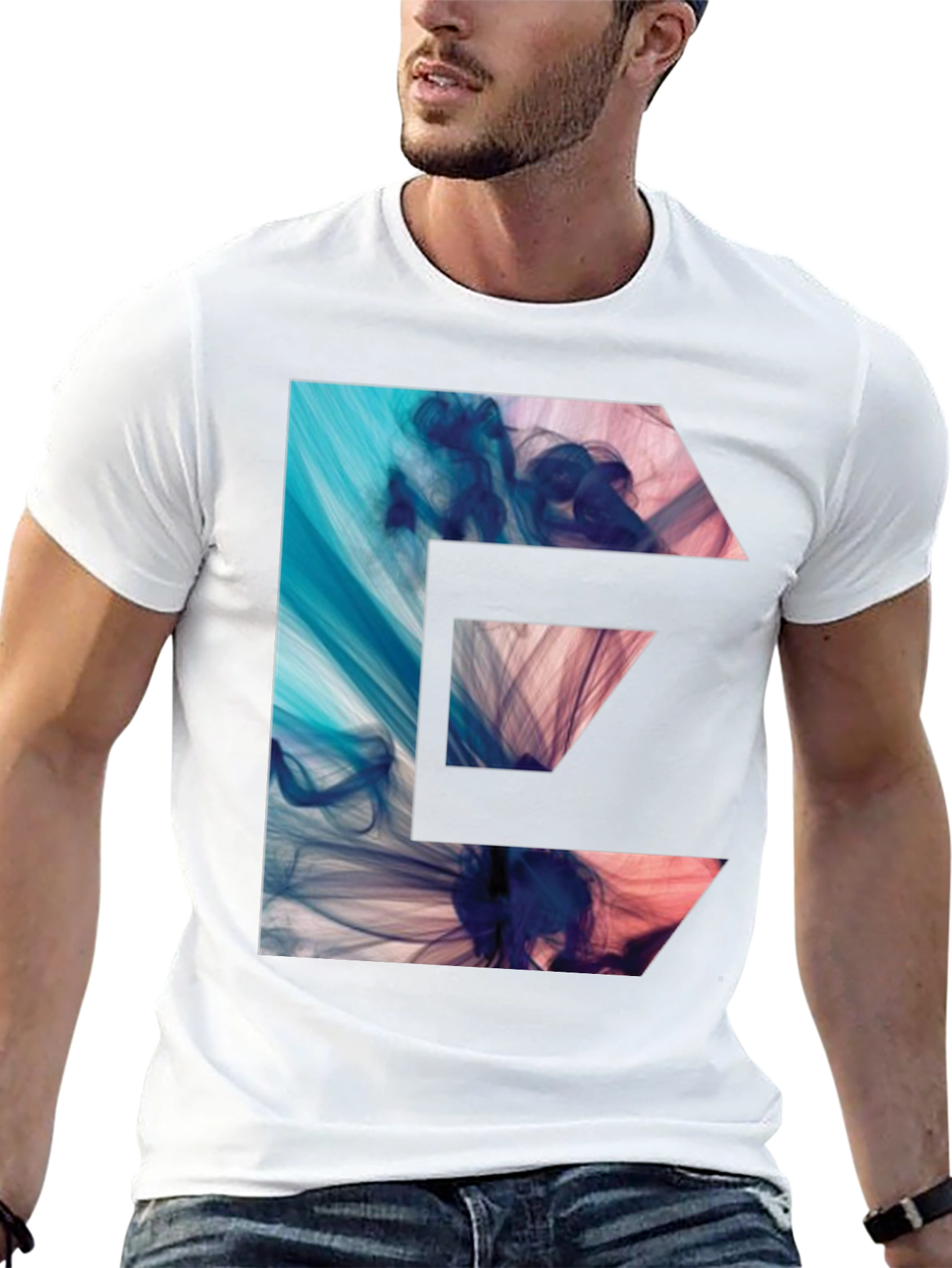 Abstract E-Graphic Black T-Shirt