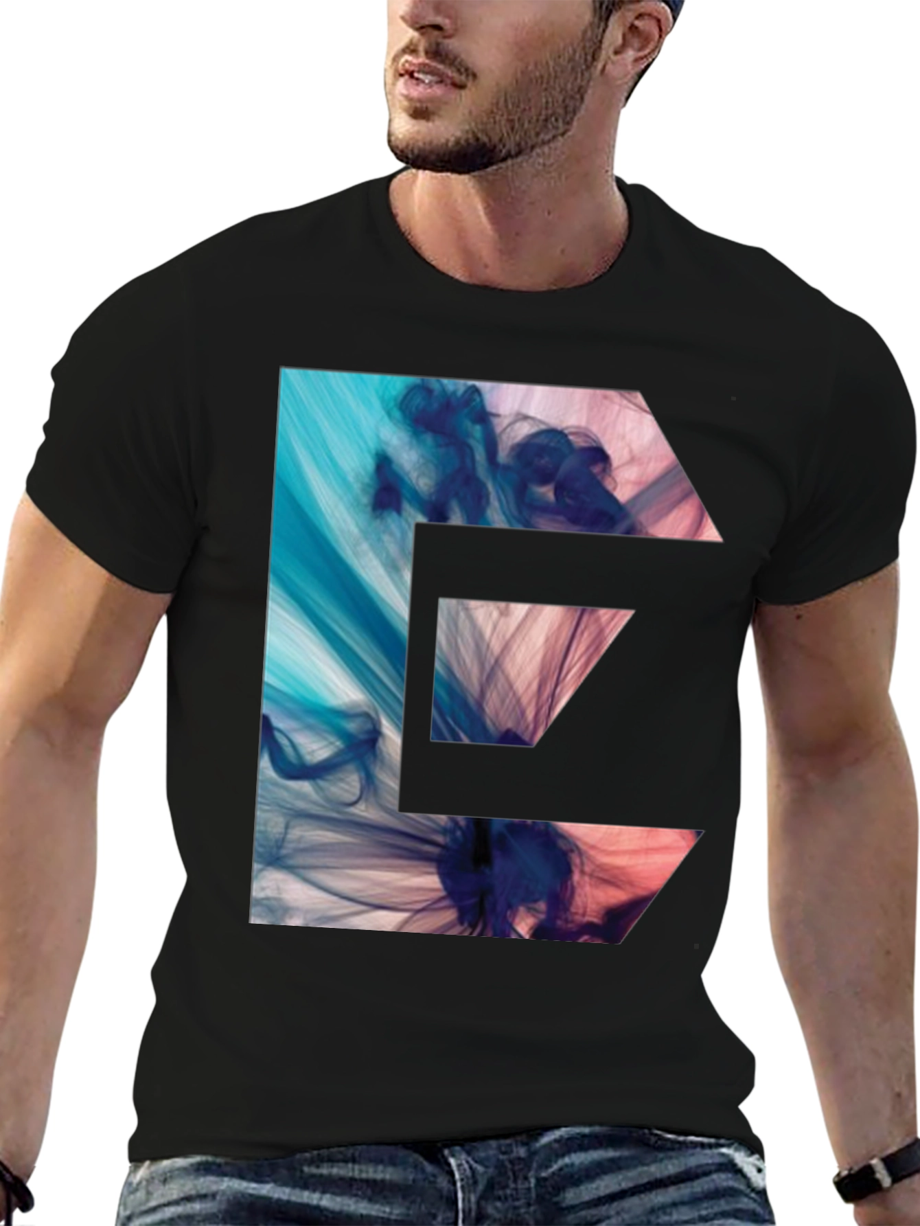 Abstract E-Graphic Black T-Shirt