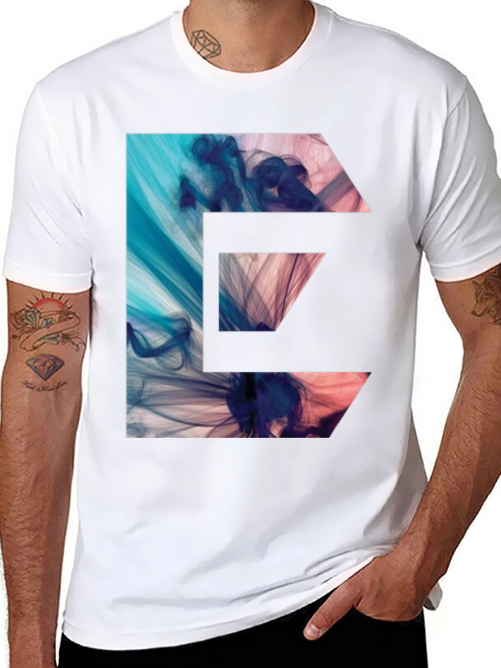 Abstract E-Graphic Black T-Shirt