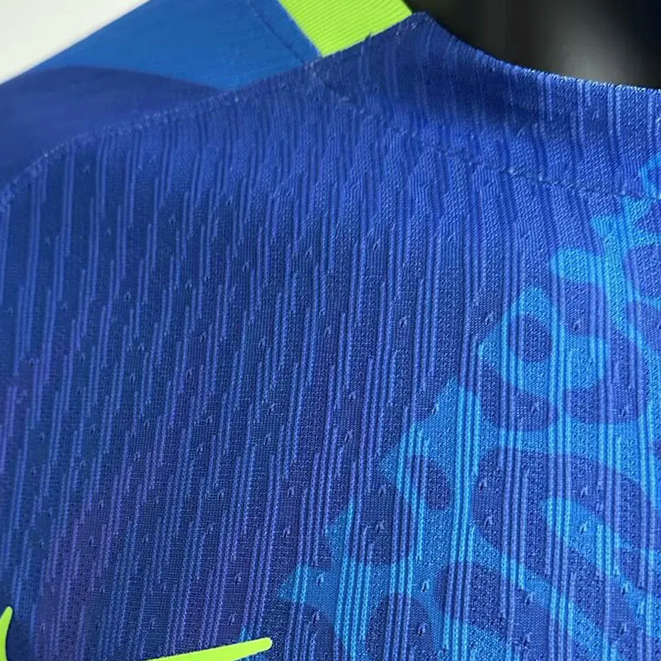2025/26 Brazil Away Blue Player Version Long Sleeve Soccer Jersey Detail 3