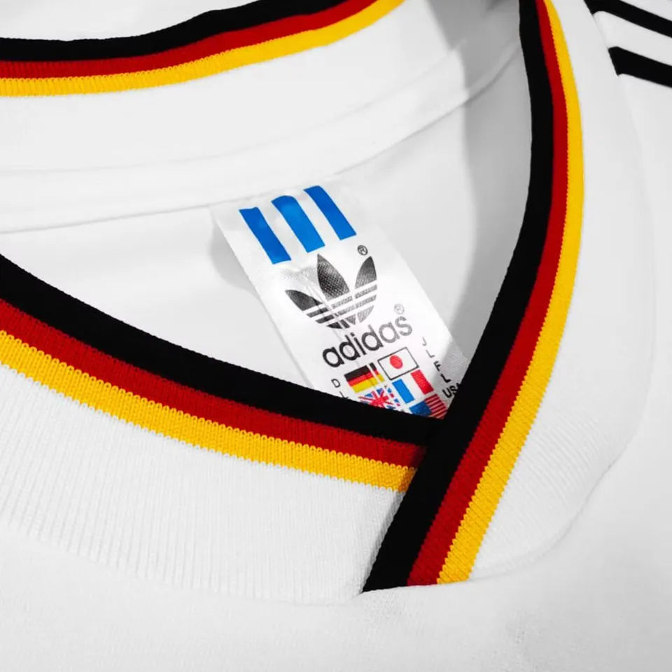 1986 Germany Home White Retro Soccer Jersey Detail 1