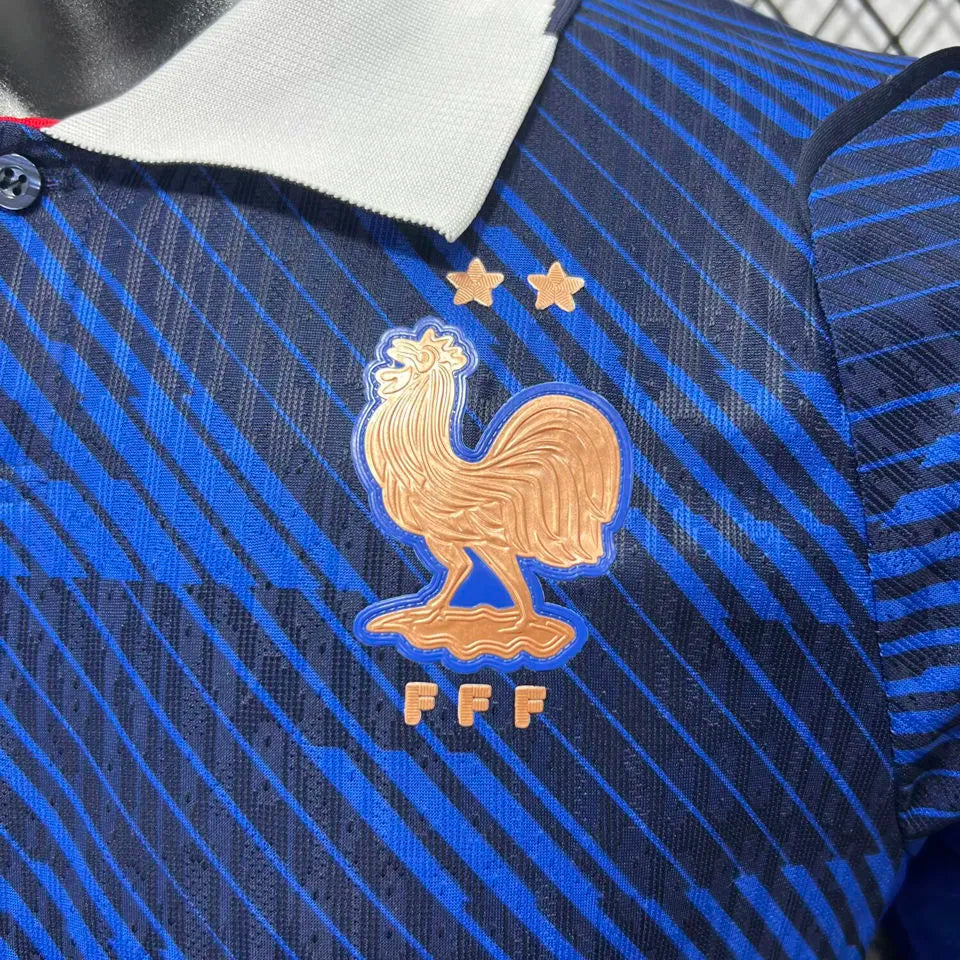 2026/27 France Home Blue Player Version Long Sleeve Soccer Jersey Detail 4