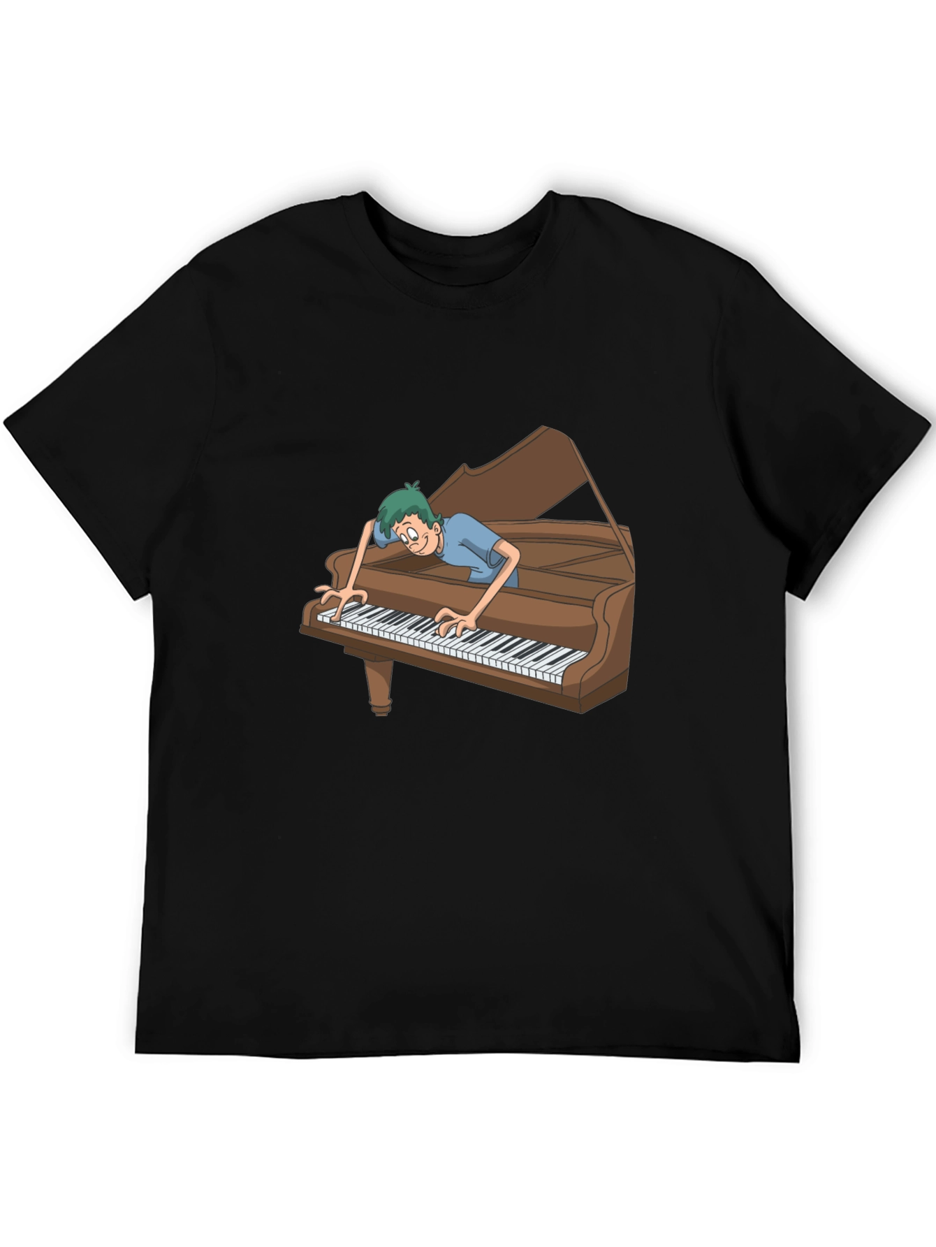 Funny Cartoon Piano Player Graphic Tee