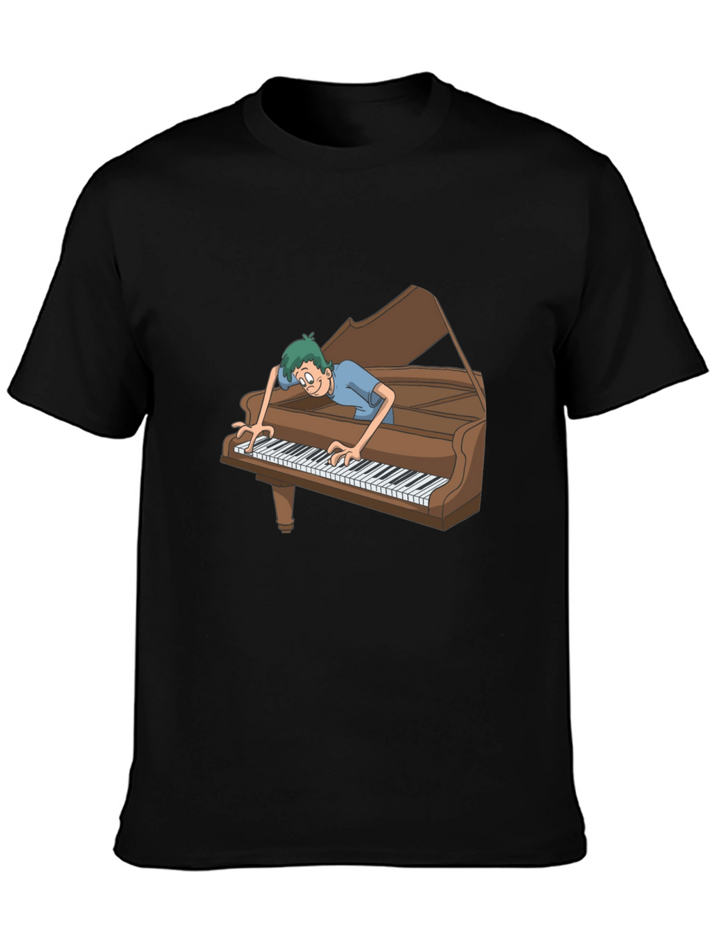 Funny Cartoon Piano Player Graphic Tee
