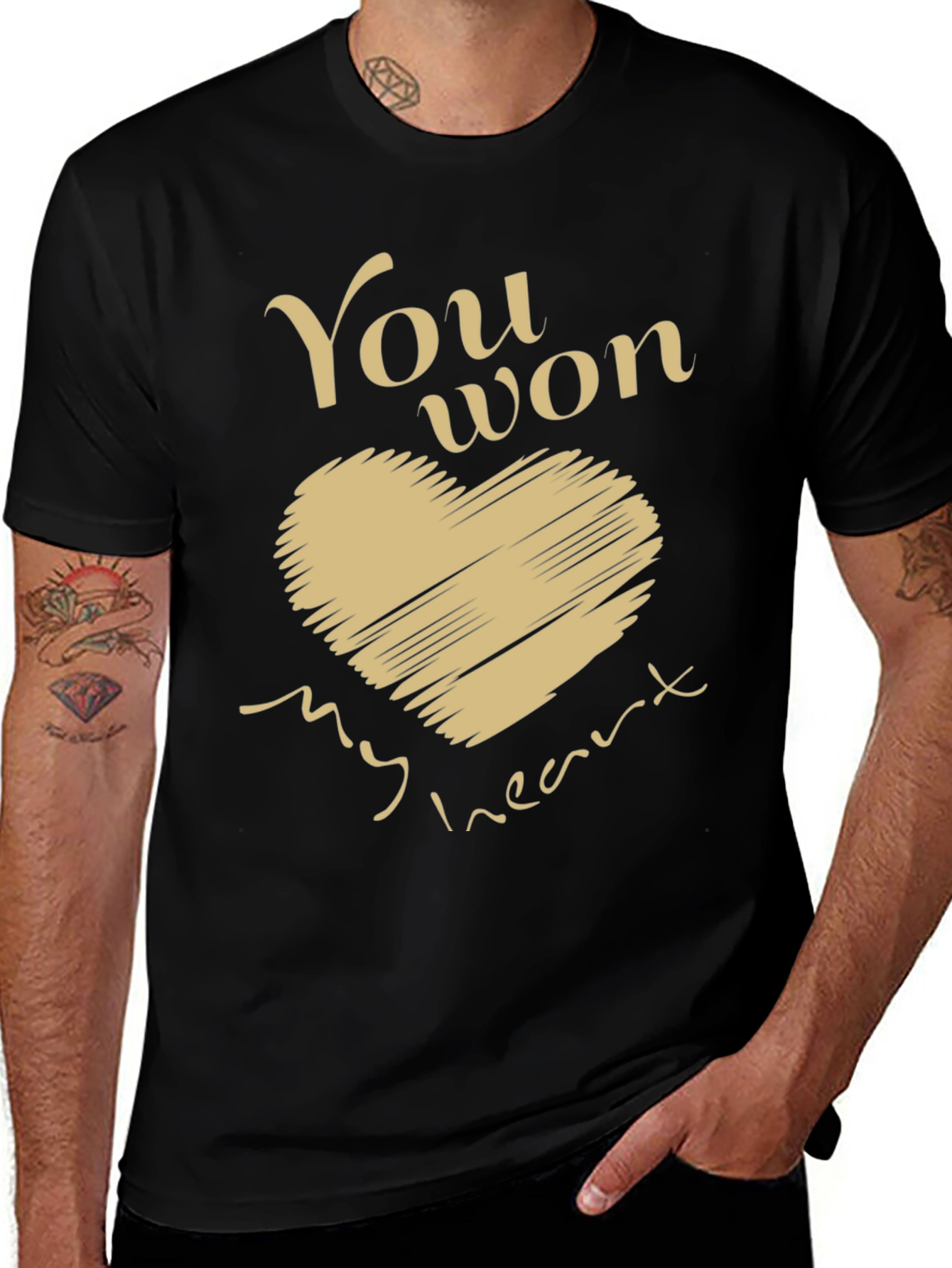 You Won My Heart Graphic Tee - Mens Black T-Shirt