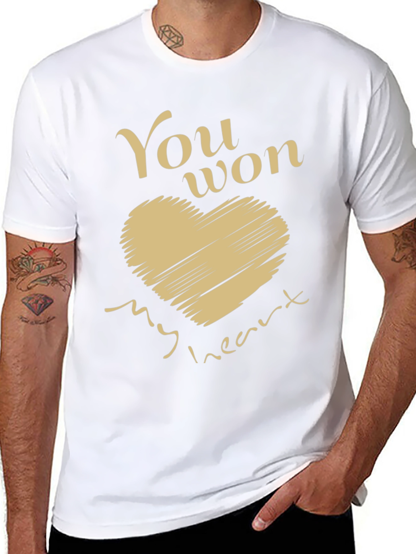 You Won My Heart Graphic Tee - Mens Black T-Shirt