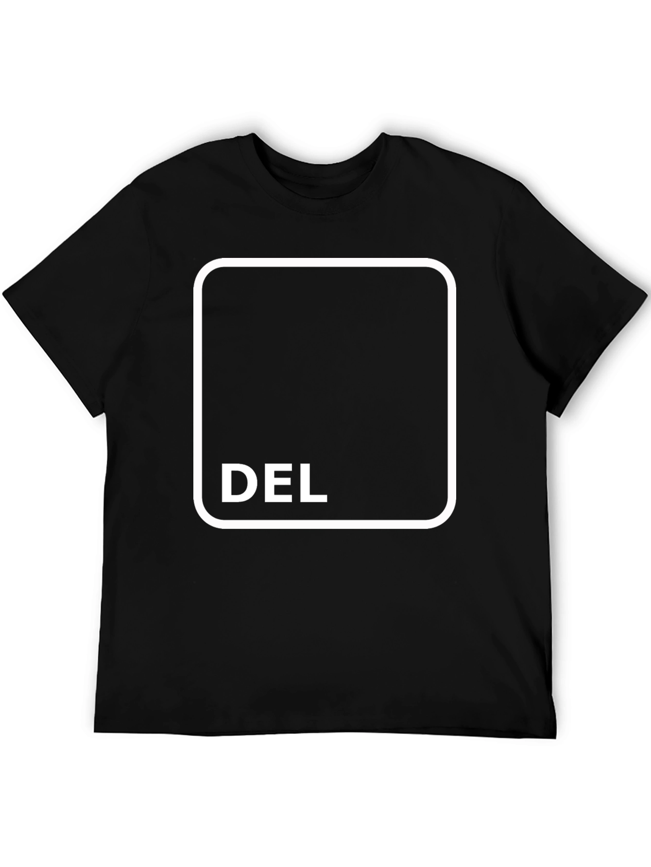 Black T-Shirt with DEL Button Design