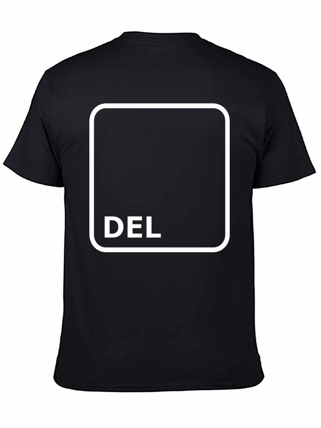 Black T-Shirt with DEL Button Design
