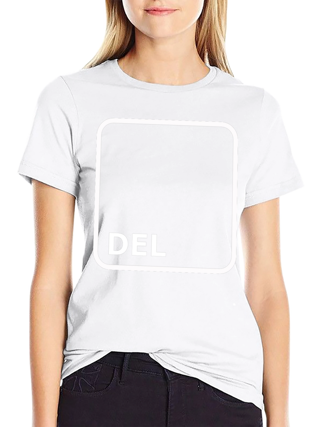 Black T-Shirt with DEL Button Design