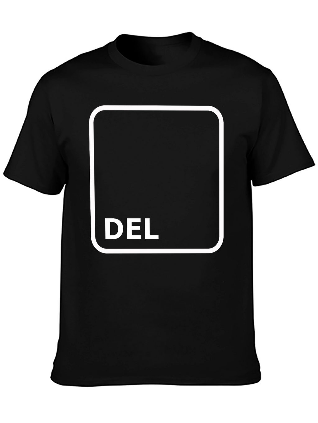 Black T-Shirt with DEL Button Design