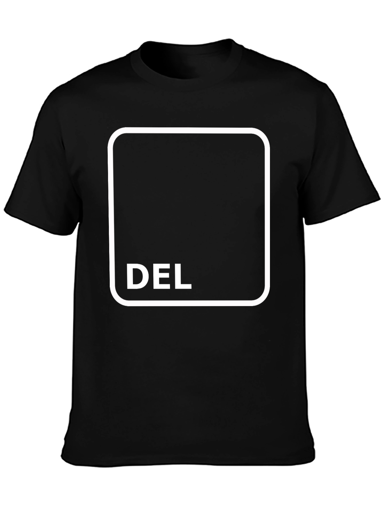 Black T-Shirt with DEL Button Design