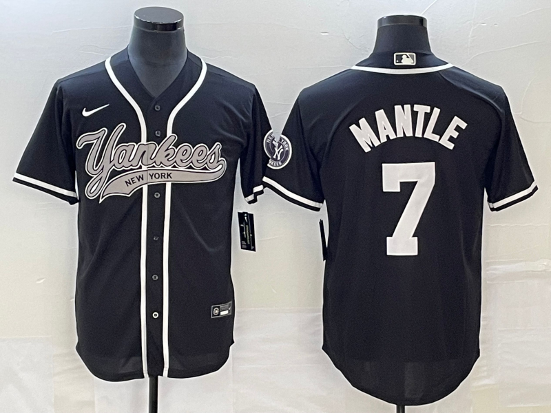 Men's New York Yankees Mickey Mantle #7 Black Player Jerseys Joint Edition