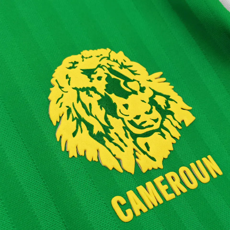 1990 Cameroun Home Green Retro Soccer Jersey Detail 1