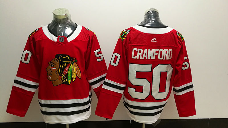 Men's Chicago Blackhawks Corey Crawford #50 Red Home Breakaway Player Jerseys
