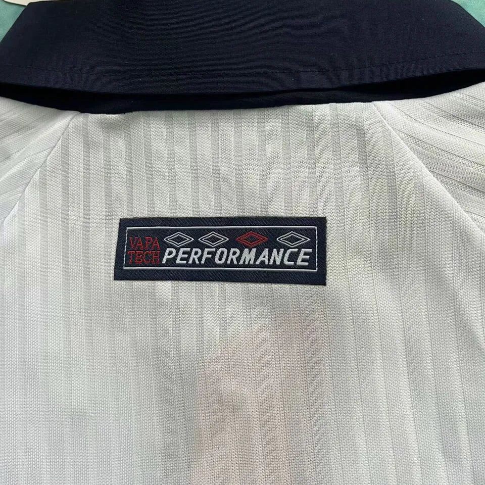 1998 England Home White Retro Long Sleee Jersey Detail 1
