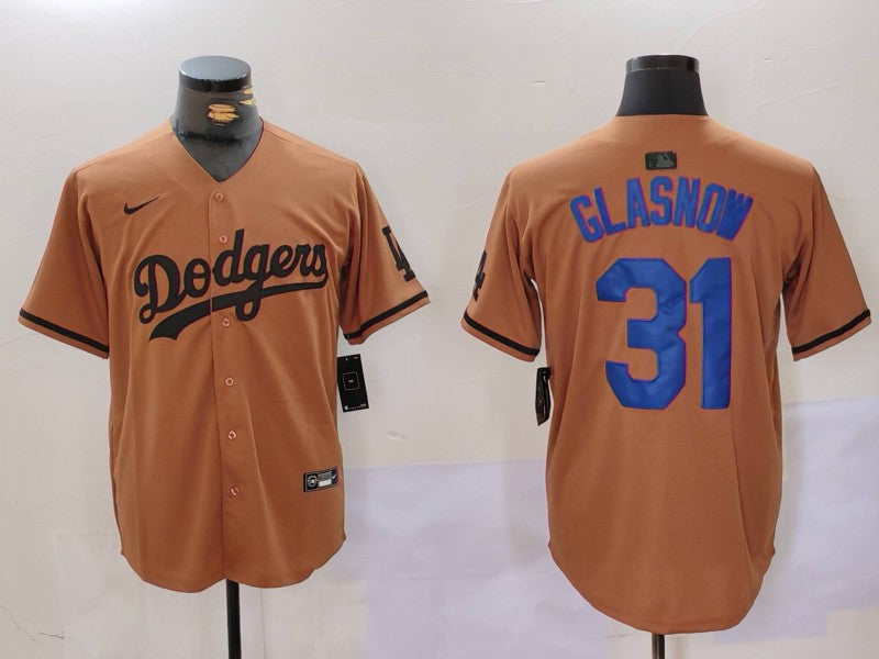 Men's Los Angeles Dodgers Tyler Glasnow #31 Brown Game Player Jerseys