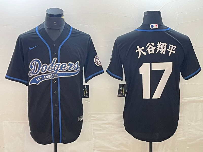 Men's Los Angeles Dodgers Shohei Ohtani #17 Black Game Jerseys Joint Edition
