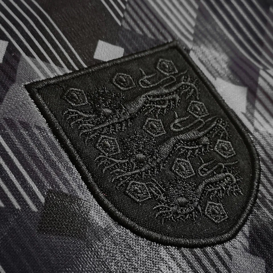 1990 England Black Special Version Retro Soccer Jersey(Have umbro 有茵宝) Detail 2