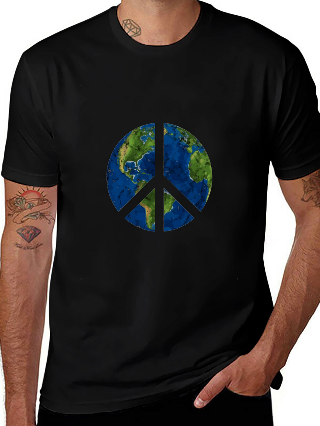 Earth Peace Sign Graphic T-Shirt