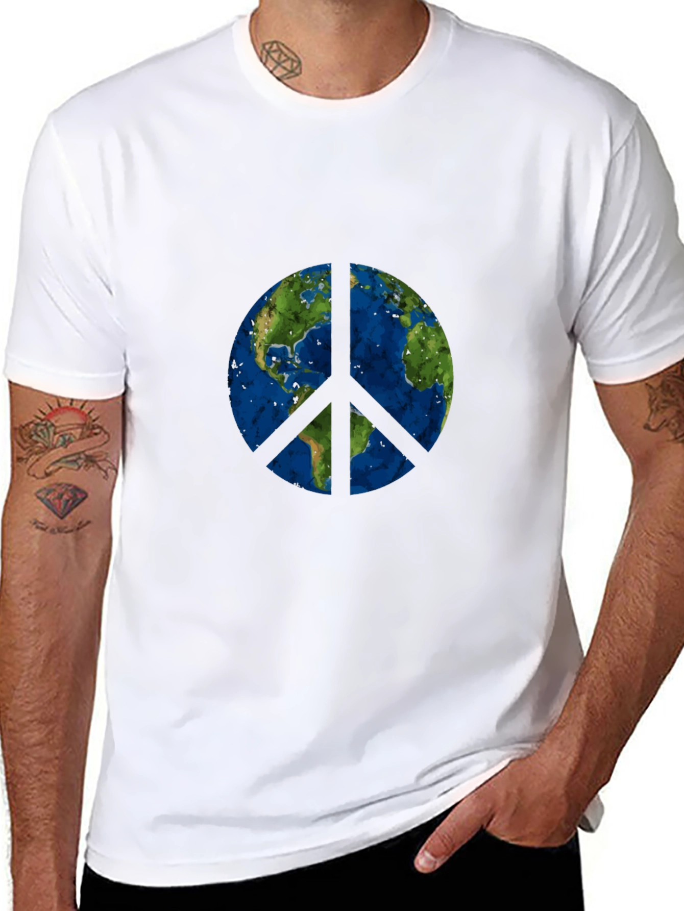 Earth Peace Sign Graphic T-Shirt