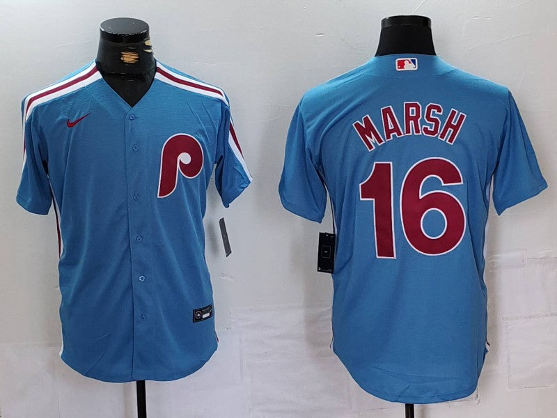 Men's Philadelphia Phillies Brandon Marsh #16 Light Blue Alternate Limited Jerseys
