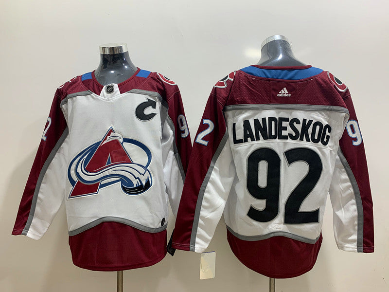 Men's Colorado Avalanche Gabriel Landeskog #92 White Home Breakaway Player Jerseys