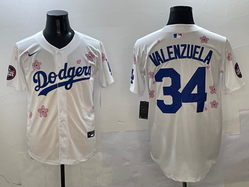 Men's Los Angeles Dodgers Fernando Valenzuela White Player Jerseys