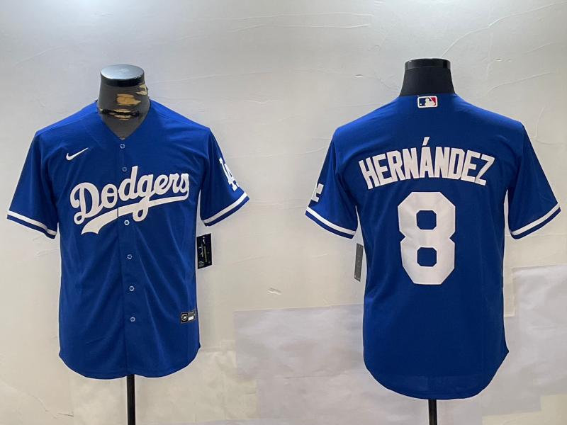 Men's Los Angeles Dodgers Enrique Hernandez #8 Blue Replica Game Jerseys