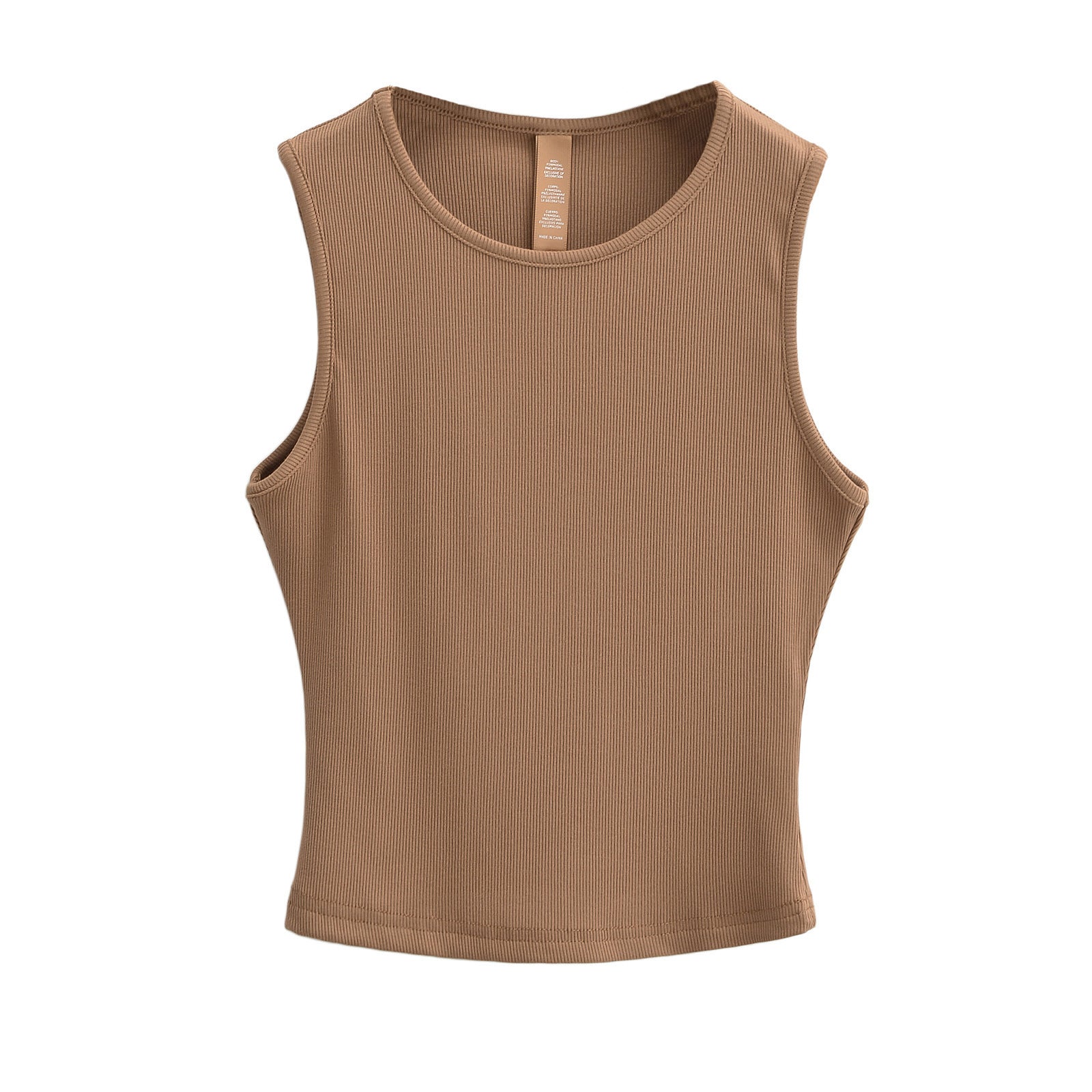 Sleeveless round neck cropped short vest