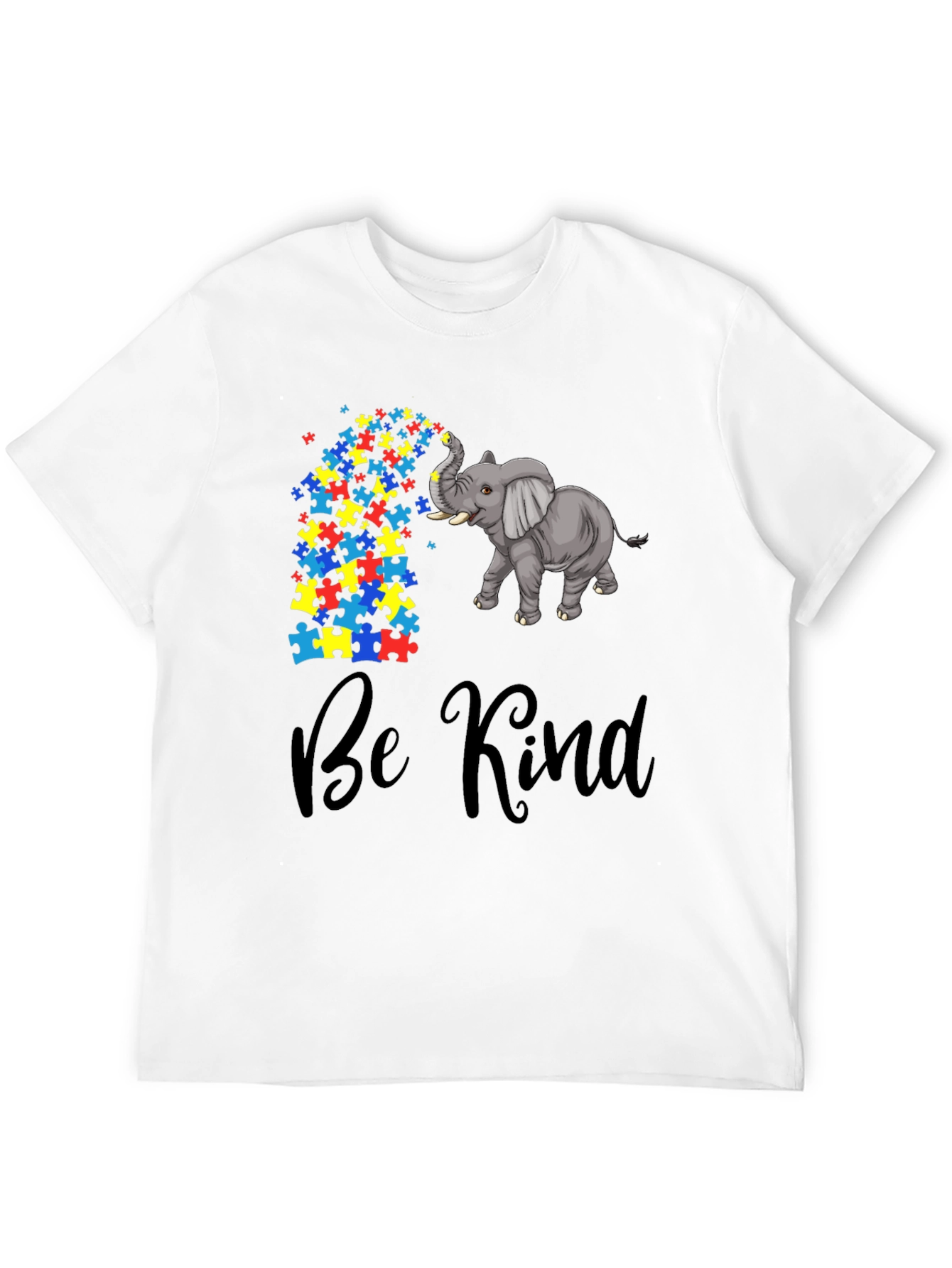 Be Kind Elephant Puzzle Piece Graphic Tee