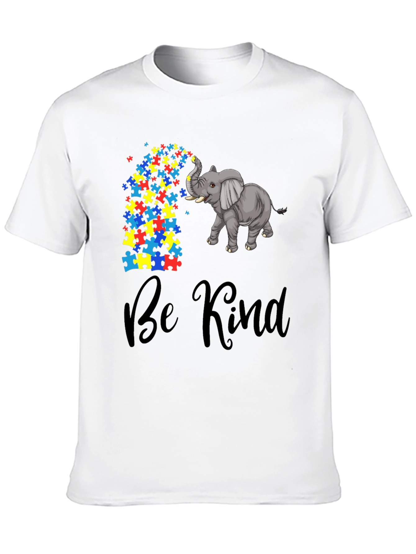 Be Kind Elephant Puzzle Piece Graphic Tee
