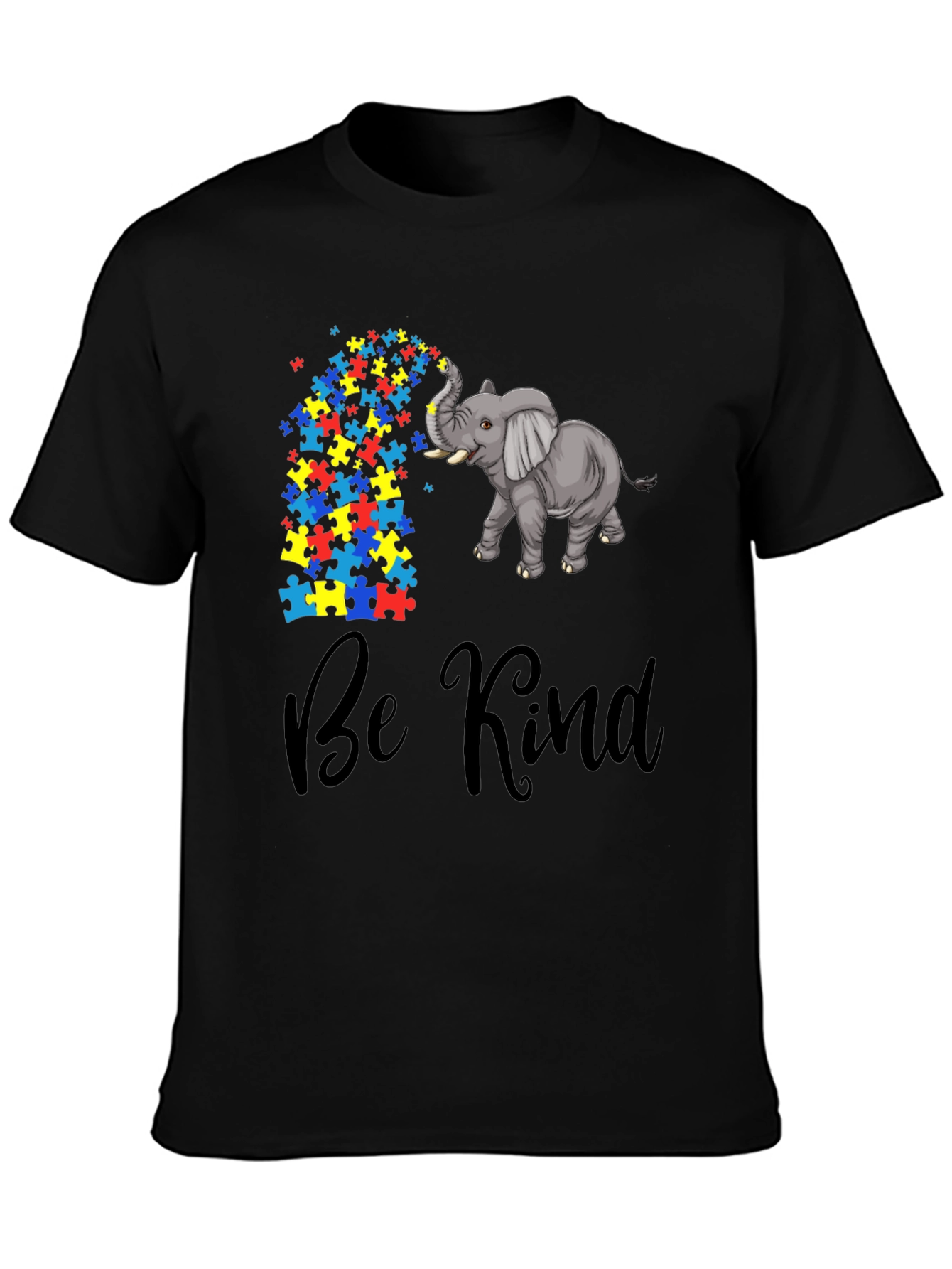 Be Kind Elephant Puzzle Piece Graphic Tee