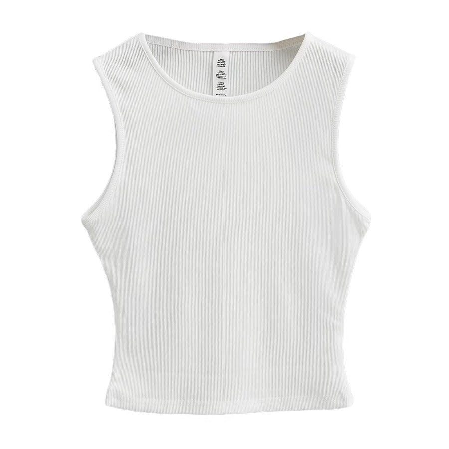 Sleeveless round neck cropped short vest