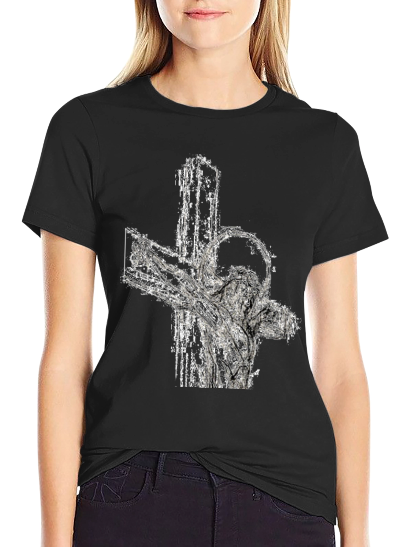 Abstract Cross Graphic Tee - Black
