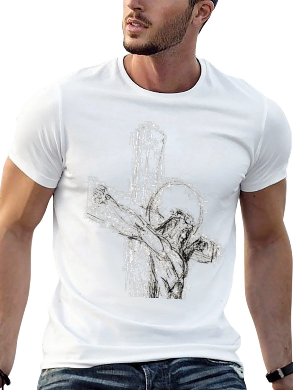 Abstract Cross Graphic Tee - Black