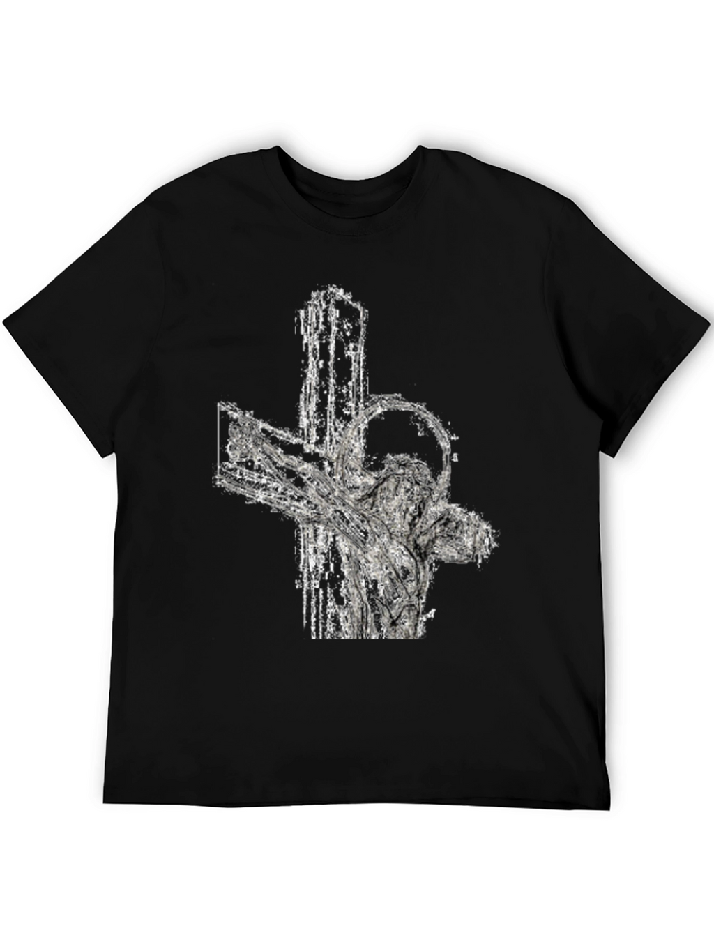 Abstract Cross Graphic Tee - Black