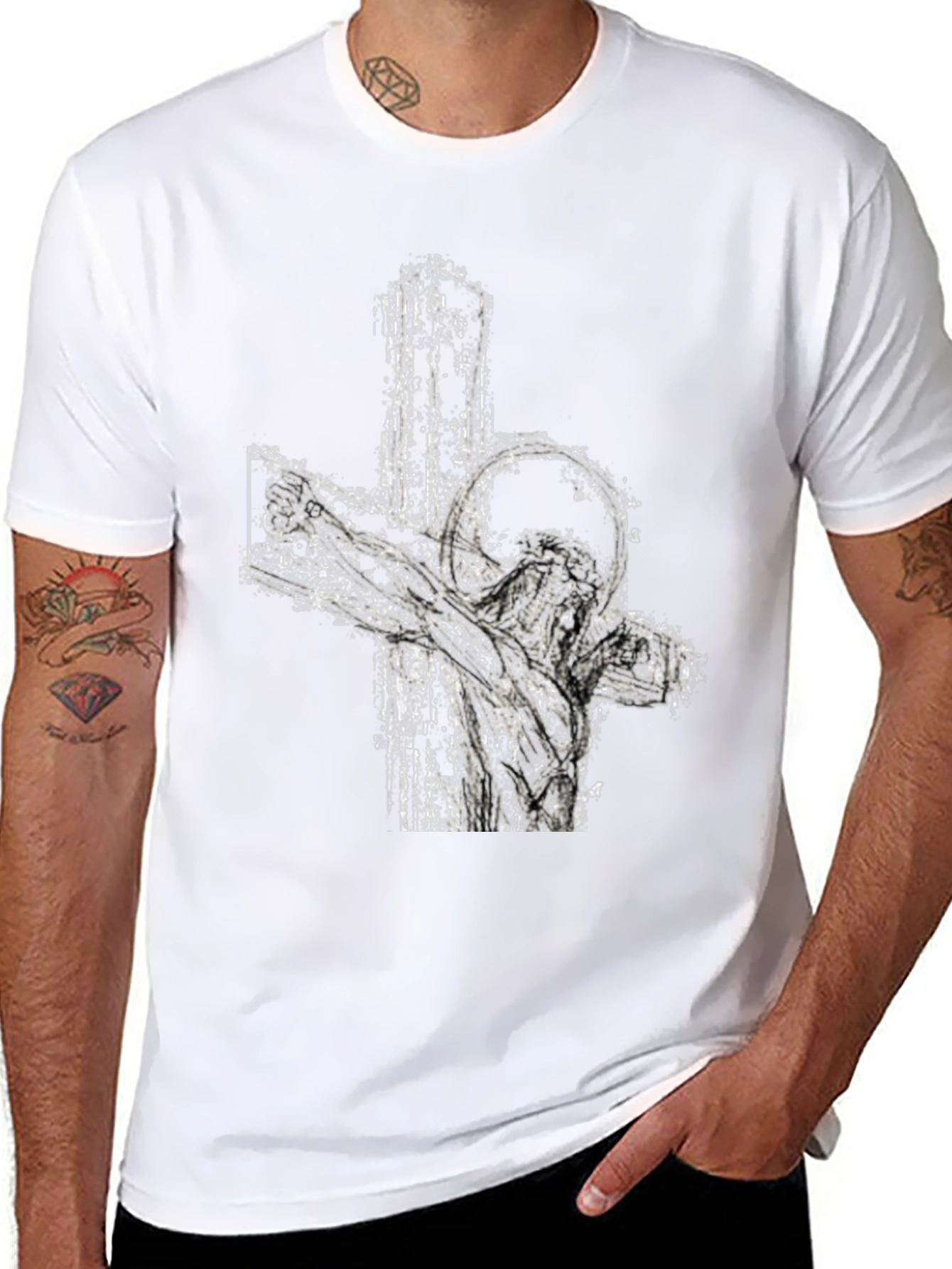 Abstract Cross Graphic Tee - Black