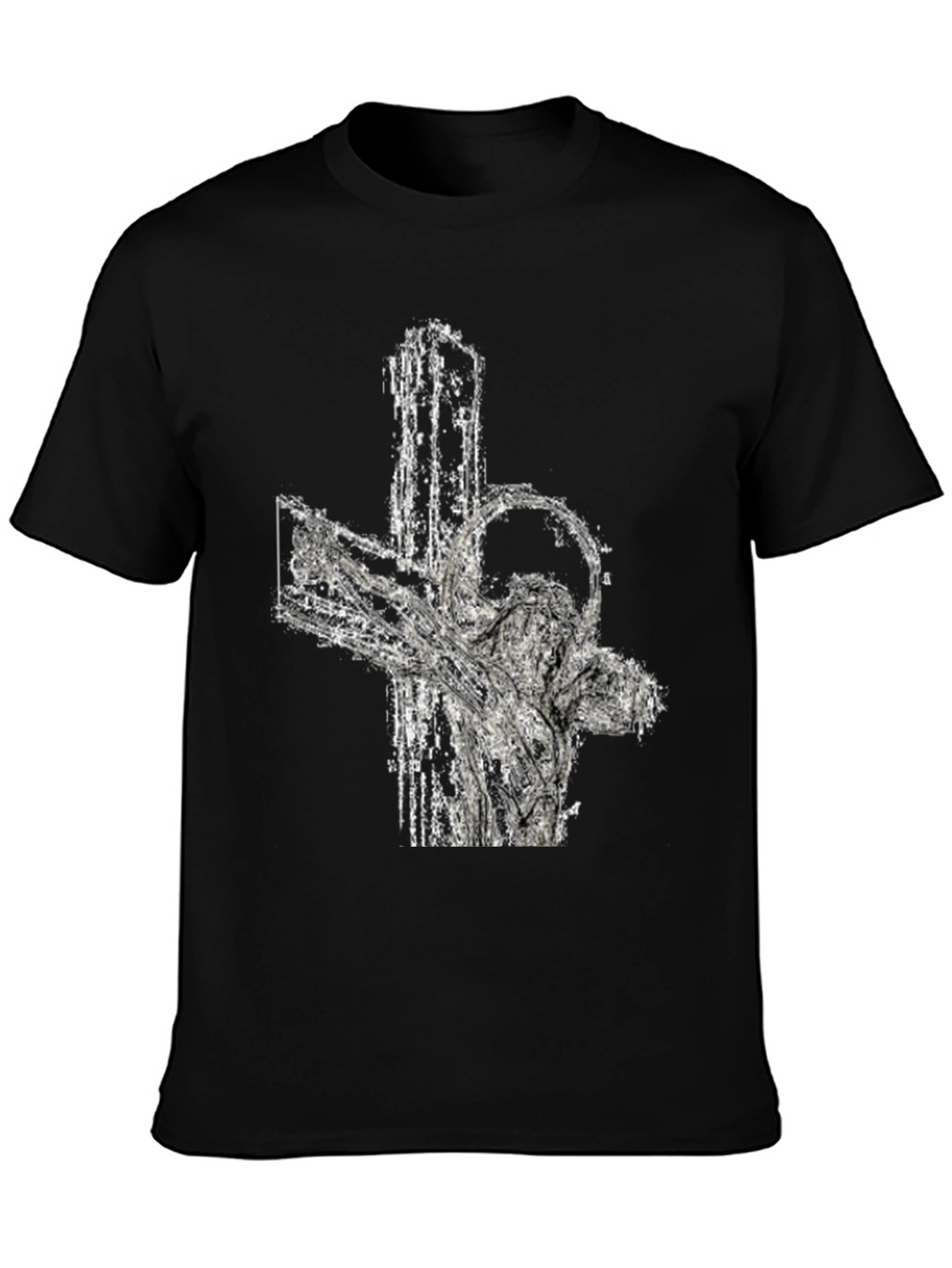 Abstract Cross Graphic Tee - Black