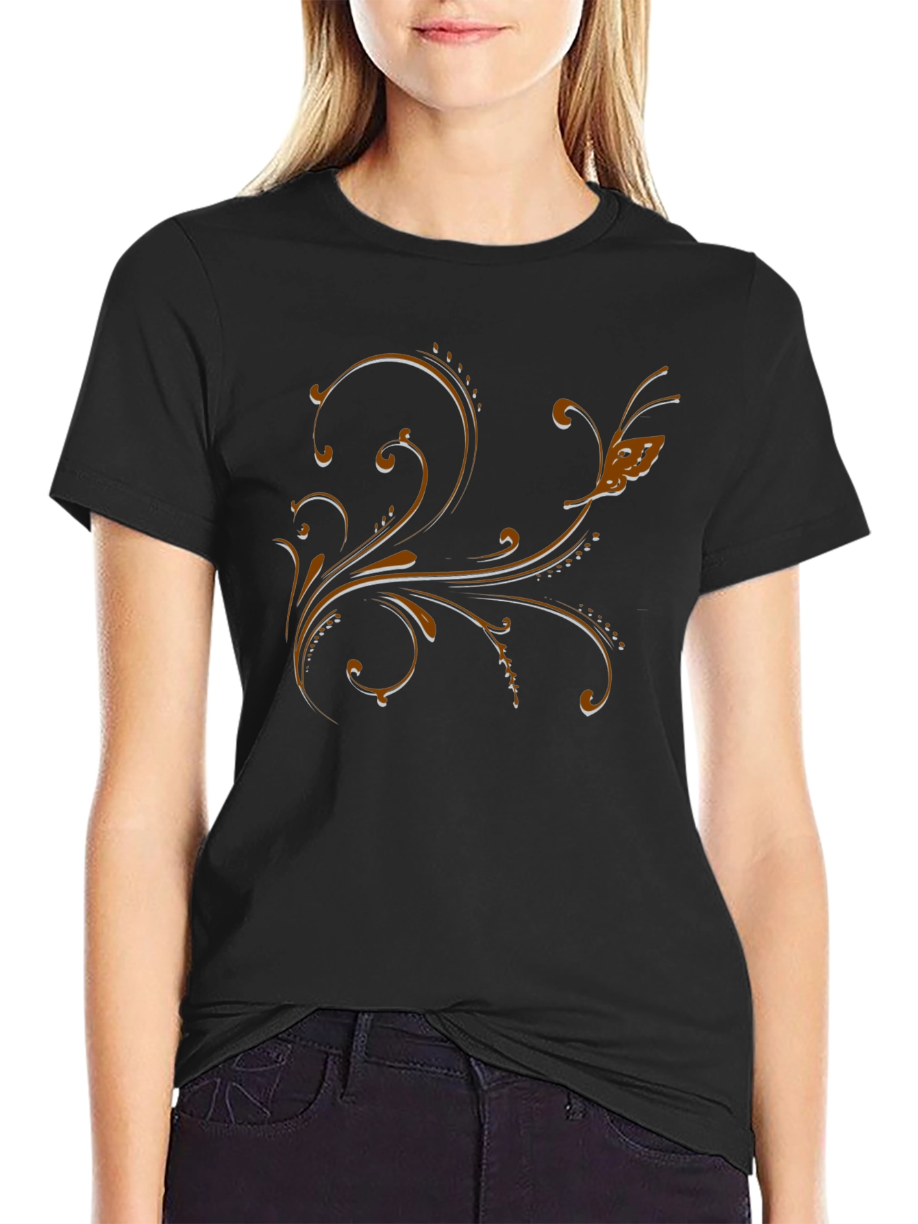 Elegant Floral Scrollwork T-Shirt